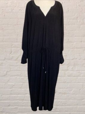 $10$ add on In Every Story Black V-Neck 3/4 Sleeve drawstring waist Dress Sz 3X